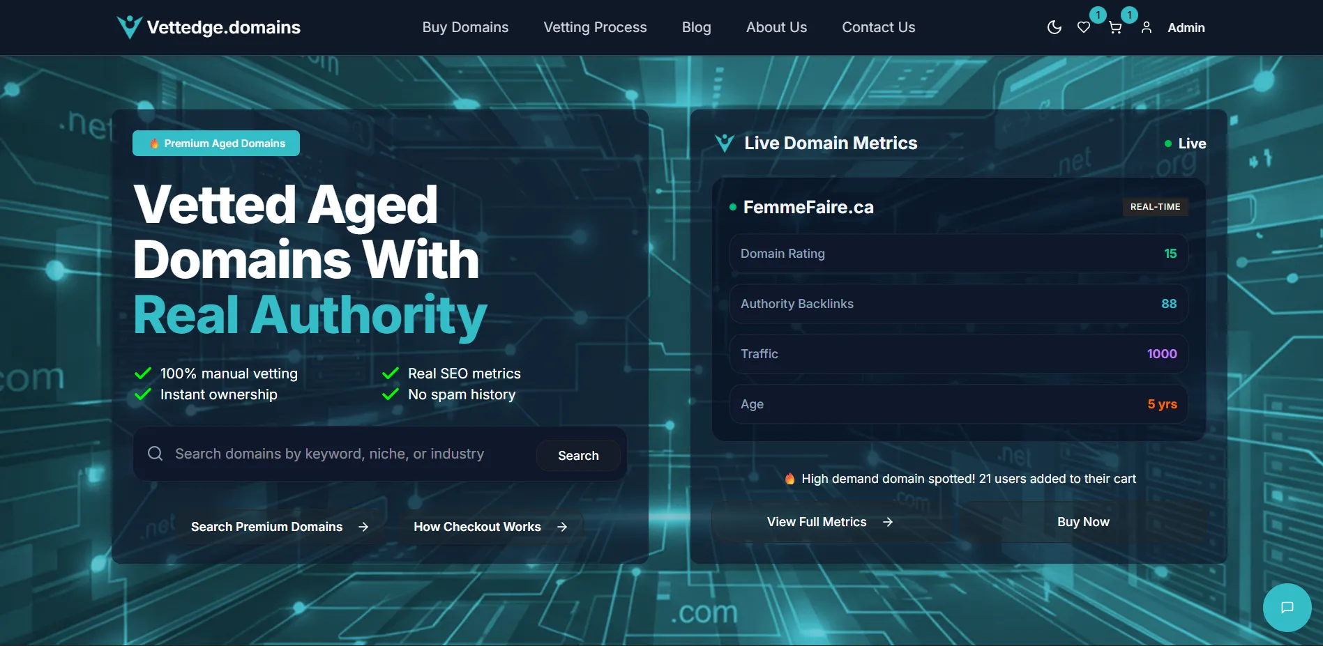 Vettedge Domains preview
