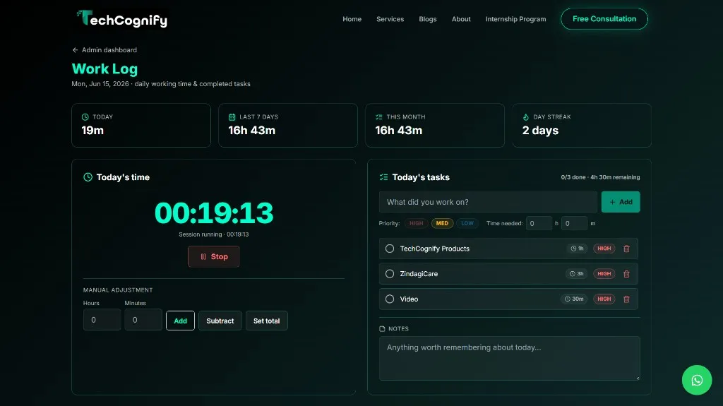 Work Logging preview
